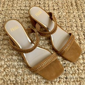 PAIGE Veronica Suede Sandal in Camel - size 7.5